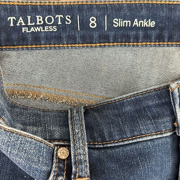 Talbots Jeans Size 8 Flawless Slim Ankle Lace Up Gingham - Picture 11 of 12